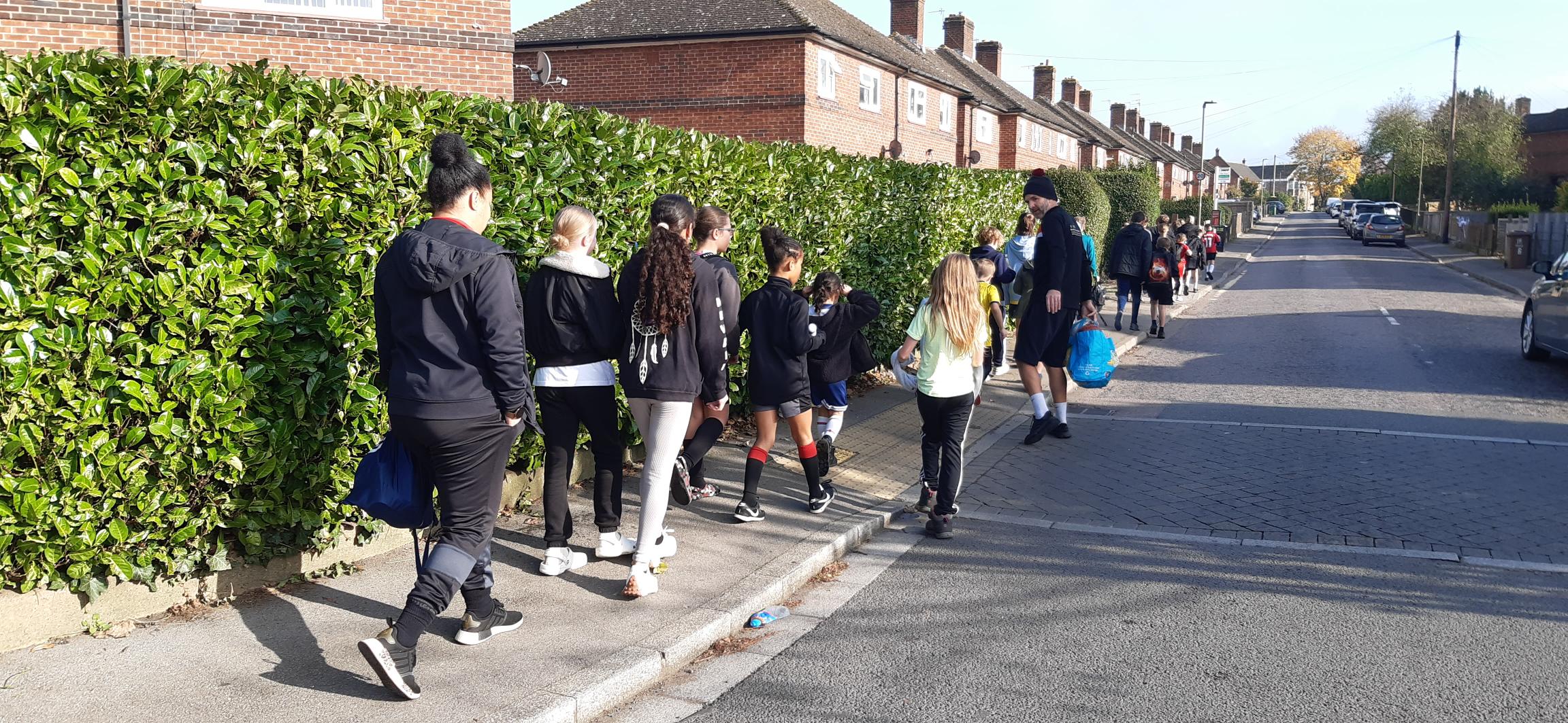 BUFC children walking in a group